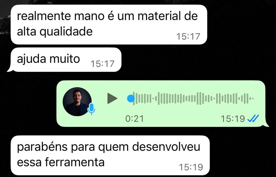 Cliente: material de alta qualidade, parabéns para quem desenvolveu a ferramenta